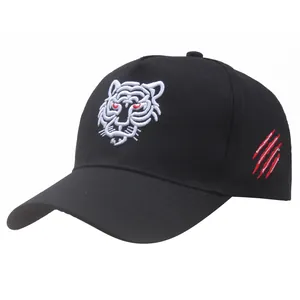 Mode Herren Tigerkopf Stickerei Baseballkappe Streetwear Verstellbare Baumwolle Outdoor Angeln Sonnenhut Schwarz Hip Hop Hut