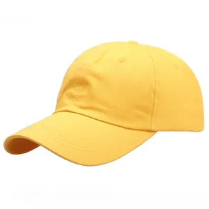 Klassische gelbe Baseballkappe aus Baumwollcanvas mit gebogenem Schirm für den Sonnenschutz