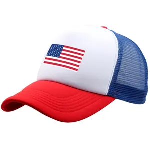 USA Flagge Druck Trucker Mütze Für Damen Herren Netz Atmungsaktiv Baseballkappe Verstellbar Sonnenschutz Sommer Outdoor Lässig Kopfbedeckung