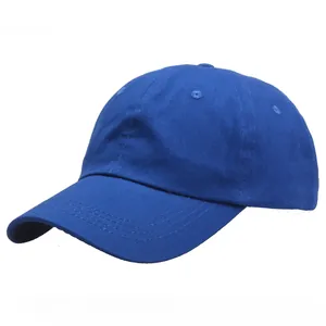 Classic royal blue cotton baseball cap with a pre-curved brim and six-panel design