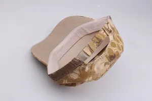 Detail view of the breathable sweatband and reinforced stitching inside the camo tactical cap
