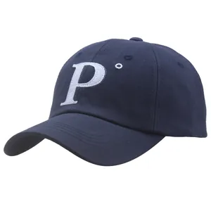 Casquette de baseball classique en coton bleu marine avec lettre P style sport rétro