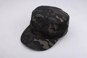 Detail shot of the dark camouflage pattern and durable stitching on a tactical cadet cap