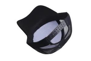 Black American flag mesh trucker hat with adjustable snapback closure and breathable back