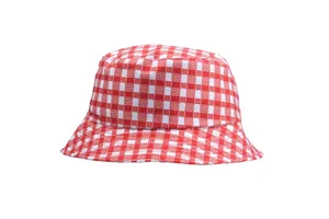 Classic red and white gingham bucket hat for outdoor hiking and sun protection