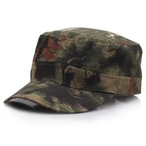 Outdoor jungle camouflage flat top military patrol cap with durable canvas texture