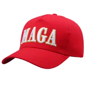 MAGA Embroidered Letter Baseball Cap Red Cotton Sport Sun Hat Adjustable Outdoor Campaign Hat For Men Women Election