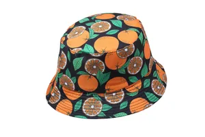 Cappello a secchiello con stampa arancia per protezione solare all'aperto e stile casual
