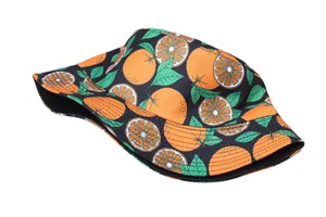 Cappello a secchiello reversibile con motivo di arance per protezione solare all'aperto