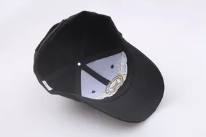Close-up of the interior structure of the eagle embroidery cotton baseball cap in black