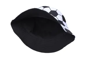 Unisex reversible bucket hat featuring classic black and white football pattern print