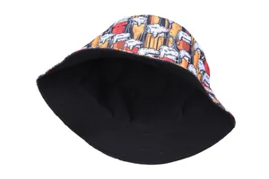 Chapeau bob tendance avec imprimé de tasses à bière orange et doublure noire