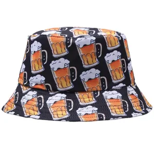 Bob noir en toile de coton avec imprimé numérique de chopes de bière pour les vacances