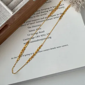 Elegant gold S925 sterling silver waterfall necklace with layered sparkling chain design