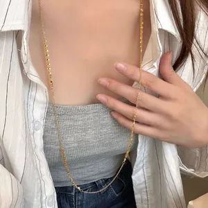 Elegant S925 sterling silver waterfall necklace in gold with shimmering long chain style