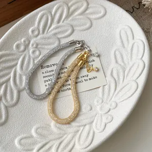 Vintage 925 Sterling Silver Mesh Tube Bracelet Gold White Gold Plated Zirconia Crystal Filled Wristband Jewelry For Women