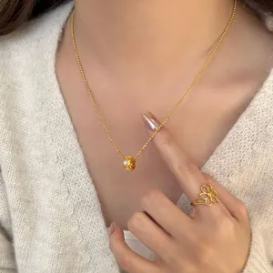 S925 sterling zilveren vergulde kralenketting en holle bloemring set voor dames