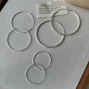 925 Sterling Silber Creolen Für Damen Minimalistisch Koreanisch Ins Stil Schlichte Runde Ohrringe Hochwertiger Schmuck Geschenk