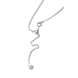 S925 Sterling Silber Chopin Halskette mit verstellbarer Perle und Zirkonia Anhänger