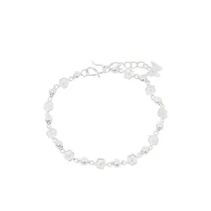 Bracelet en argent sterling S925 avec breloques de fleurs et pendentif papillon délicat