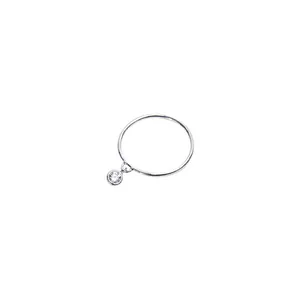 Anello sottile in argento sterling S925 con ciondolo solitario rotondo in zirconia cubica