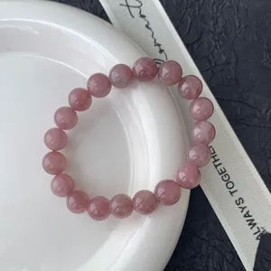 Natürliches Brasilianisches Grauviolettes Amethyst Perlenarmband Für Damen Vintage Minimalistisches Rundes Edelstein Kristall Stretch Armband Schmuck