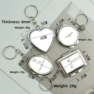Mini metal folding photo locket keychain in heart, round, oval and rectangle shapes