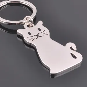 Portachiavi Creativo a Forma di Gatto in Lega di Zinco Argento per Uomo Donna Minimalista Lucido Ciondolo per Chiavi Regalo Accessori