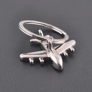 Creative 3D Airplane Keychain Zinc Alloy Metal Plane Key Ring For Men Women Business Gift Silver Tone Fashion Accessory