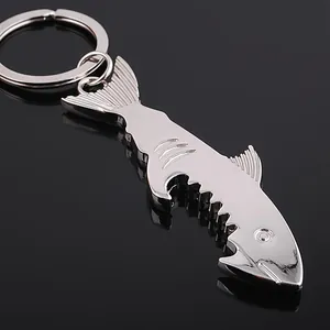 Shark Shape Bottle Opener Keychain Zinc Alloy Multifunctional Metal Key Ring For Men Women Creative Everyday Gift Silver Color
