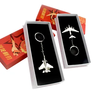 Porte-clés en Alliage de Zinc Avion de Chasse Souvenir d'Aviation J-20 Y-20 J-15 Ornement en Métal Avec Boîte Cadeau