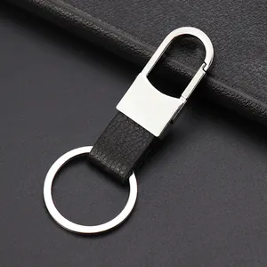 Llavero de Coche de Negocios para Hombre Cuero Auténtico Aleación de Zinc Anillo de Llaves Moderno Minimalista de Metal Regalo