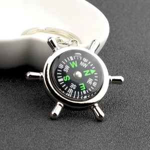 Creative Zinc Alloy Ship Wheel Compass Keychain Nautical Helm Pendant Keyring For Travel Outdoor Business Gift Jewelry