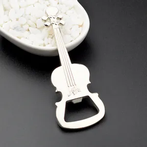 Creative Violin Shape Metal Bottle Opener Zinc Alloy Silver Keychain Portable Beer Opener For Music Lovers Bar Party Gift