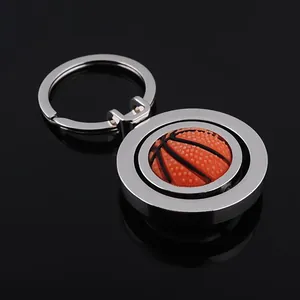 Creative Rotating Basketball Keychain Metal Zinc Alloy Sports Ball Stress Relief Key Ring For Sports Fans Unisex Gifts