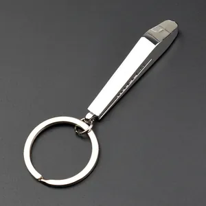 Detailed view of polished zinc alloy train model keychain with sleek silver metallic finish