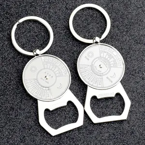 Metal 50-year perpetual calendar keychain bottle opener for car keys and logo engraving