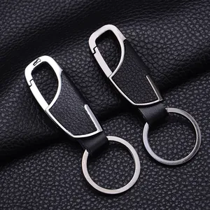Lot de porte-clés élégants en cuir noir et métal argenté avec mousqueton robuste