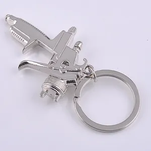 Creative Industrial Zinc Alloy Spray Gun Keychain Metal Miniature Paint Gun Shape Key Ring Bag Pendant Gift