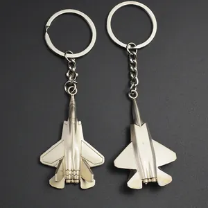 J-35A metal fighter jet keychain pendants with detailed silver zinc alloy aircraft models
