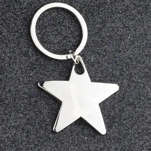 Minimalist Zinc Alloy Five-Pointed Star Keychain Polished Silver Key Ring Pendant Geometric Key Holder For Men Women Gift