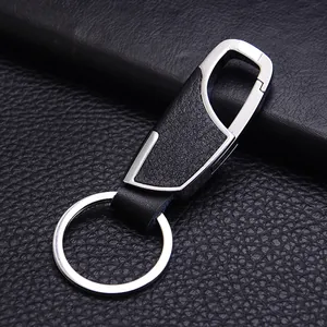 Premium Leder Auto Schlüsselanhänger mit Zinklegierung Karabiner und schwarzer Narbung