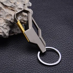 Industrial Metal Car Keychain For Men Zinc Alloy Gunmetal Silver Gold Geometric Key Ring Holder For Daily Car Key Accessories