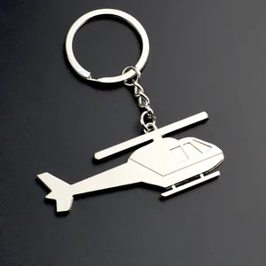 Portachiavi in Lega di Zinco a Forma di Elicottero Aereo in Metallo Regalo Creativo Souvenir Aeronautico per Uomo Donna Argento