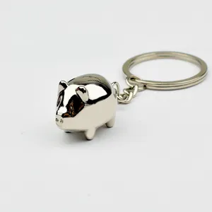 Mignon Porte-clés Cochon en Métal 3D Alliage de Zinc Poli Anneau de Clé Pour Sacs Clés de Voiture Cadeau Femmes Hommes Enfants