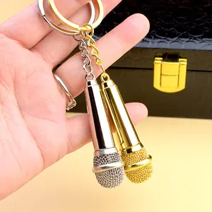 Realistic Mini Microphone Keychain Zinc Alloy Detachable Head Electroplated Metal Mic Pendant For Singers Music Lovers Souvenir Party Gift