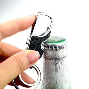 Multifunctional metal car keychain with bottle opener and black honeycomb texture
