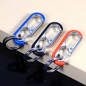 Multifunktionaler Schlüsselanhänger aus Metall mit Flaschenöffner in Blau, Schwarz, Orange