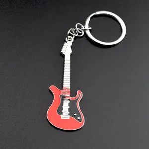 Porte-clés de Guitare Électrique en Alliage de Zinc Pendentif Instrument de Musique en Métal Créatif Charme de Sac Cadeau pour Amateurs de Musique