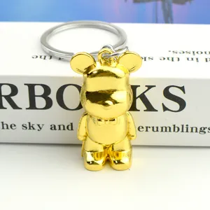 Cute Metal Bear Keychain Zinc Alloy Cartoon Pendant For Car Keys School Bag Ornament Gold Silver Black Fashion Keyring